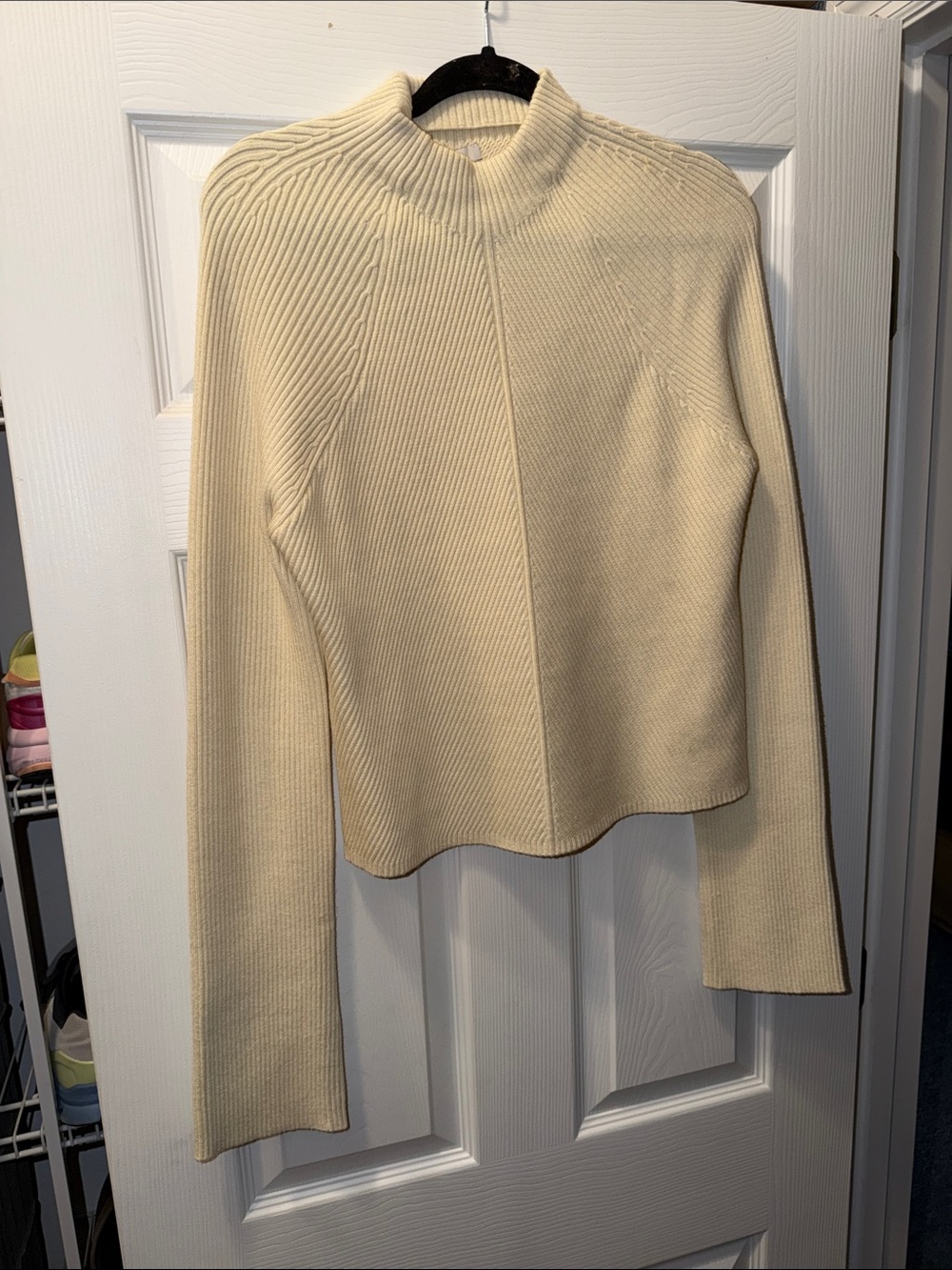 Joe's Jeans Cream Ribbed Turtleneck Sweater